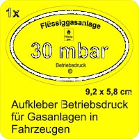 Betriebsdruckaufkleber 30 mbar