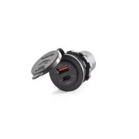 Dual USB Ladesteckdose 12V / 24V (1x USB-A / 1x USB-C) - Mit Montage - Beifahrerseite