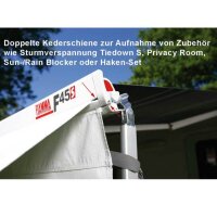 Fiamma F45s Markise 2,60 m x 2,00 m tiefschwarz,Tuchfarbe  royalgrau, Nugget und Nugget Plus - Montage Aufstelldach - Adapter für das Aufstelldach