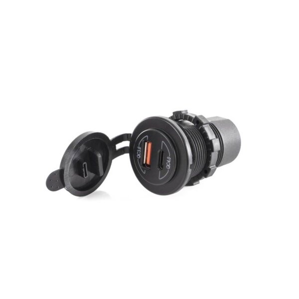 Dual USB Ladesteckdose 12V / 24V (1x USB-A / 1x USB-C) - Mit Montage - Fahrerseite
