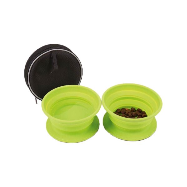 Hundenapf TWIN mit 2 faltbaren Silikonnäpfen