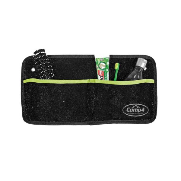 Utensilo Tessa 4, Wandorganizer mit zwei Taschen, Ösenbefestigung, Schwarz/Lime