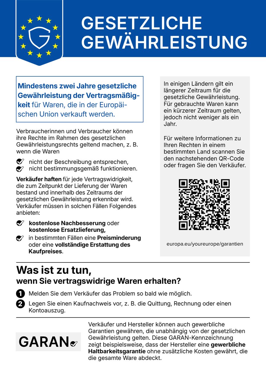 Offizieller EU-Hinweis zur gesetzlichen Gewährleistung